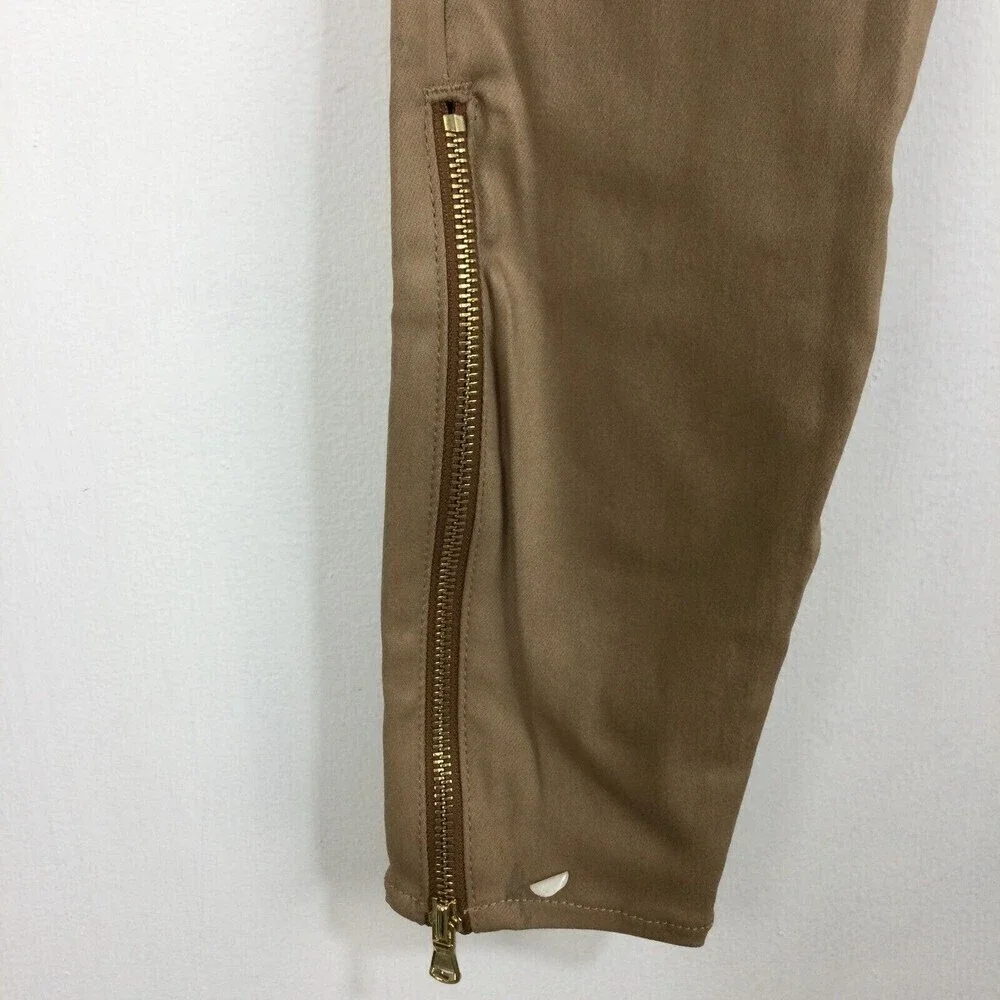 L'agence Womens Sabine Skinny  Maigre Cappuccino Coated Zip Ankle Jeans Brown 26
